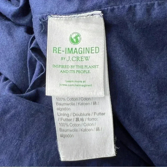 J. Crew Navy 100% Cotton V-Neck 3/4 Sleeve Crochet Trim Mini Dress XXS - Picture 8 of 10